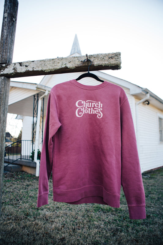 Church Clothes 4 Ornamentation Crewneck - Berry